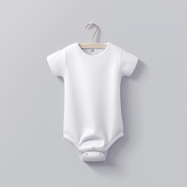 Leuke pasgeboren kind katoen witte baby pak peuter voor blank mockup mode ontwerp achtergrond