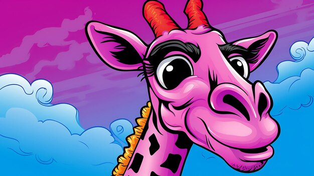 Foto leuke pastel cartoon giraffe dierlijke achtergrond