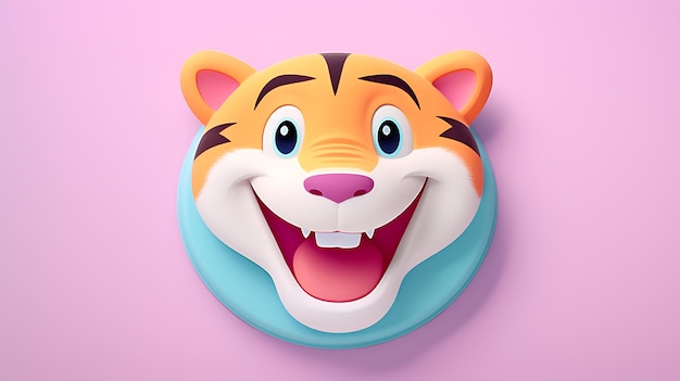Foto leuke pastel cartoon tiger jungle dieren achtergrond kopieerruimte