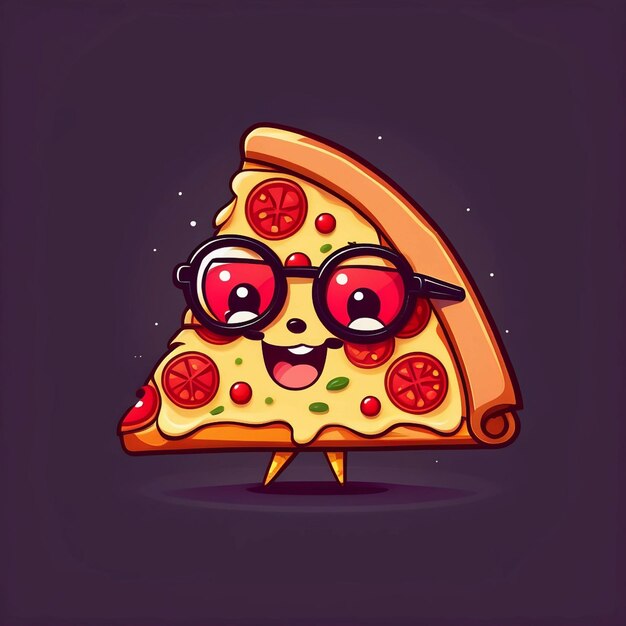 Foto leuke pizza met een bril.
