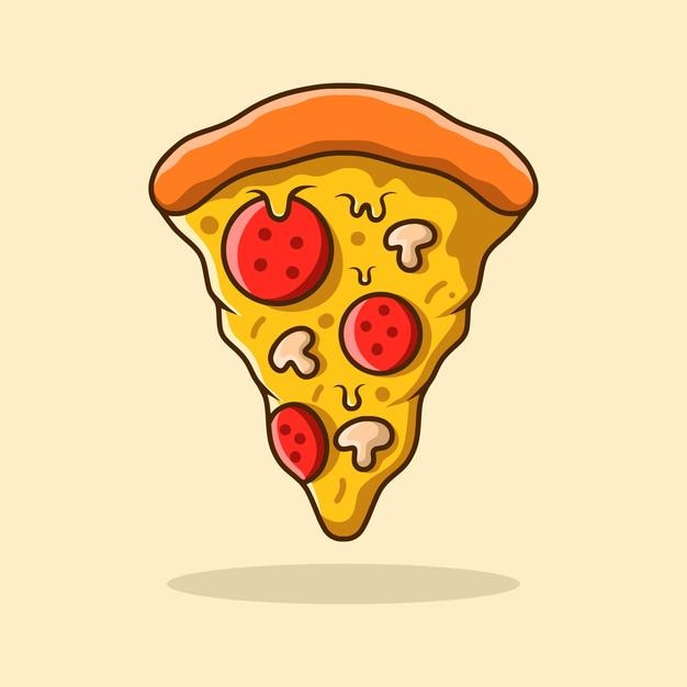 Leuke pizza-slice cartoon illustratie