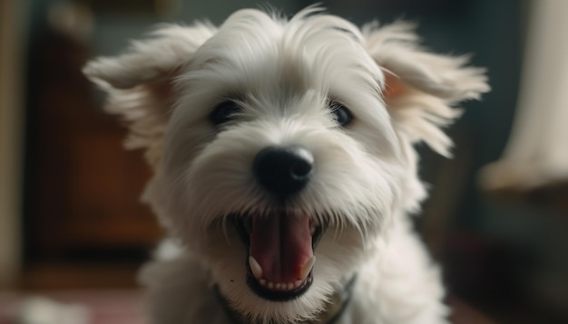 Leuke puppy die naar de camera kijkt witte bont speelse natuur gegenereerd door kunstmatige intelligentie