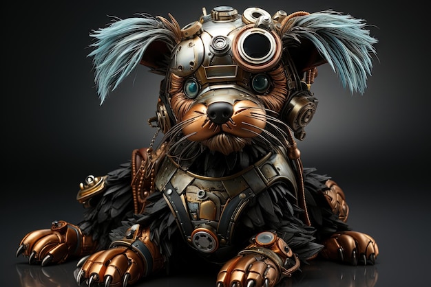 Leuke puppy hond Steampunk illustratie