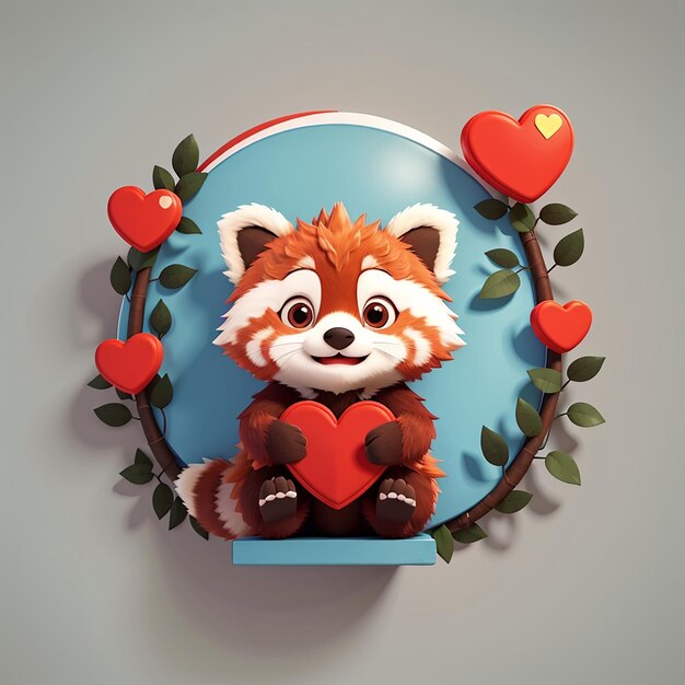 Foto leuke rode panda liefdeshart teken cartoon vector icoon illustratie dier vakantie icoon geïsoleerd flat