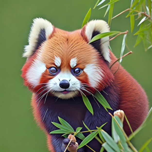 Leuke rode panda tussen de bamboes.