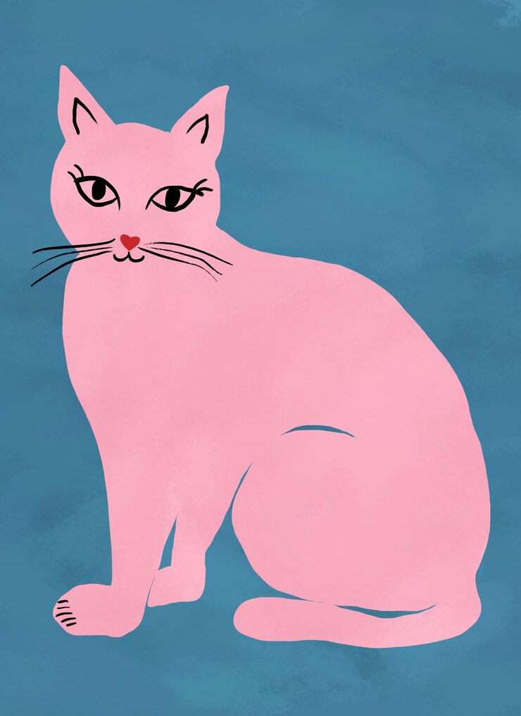 Foto leuke roze kat illustratie hand tekenen dier sweet kitty