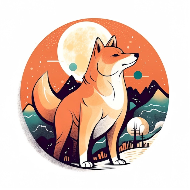 Leuke shiba inu hond AI generatieve illustratie