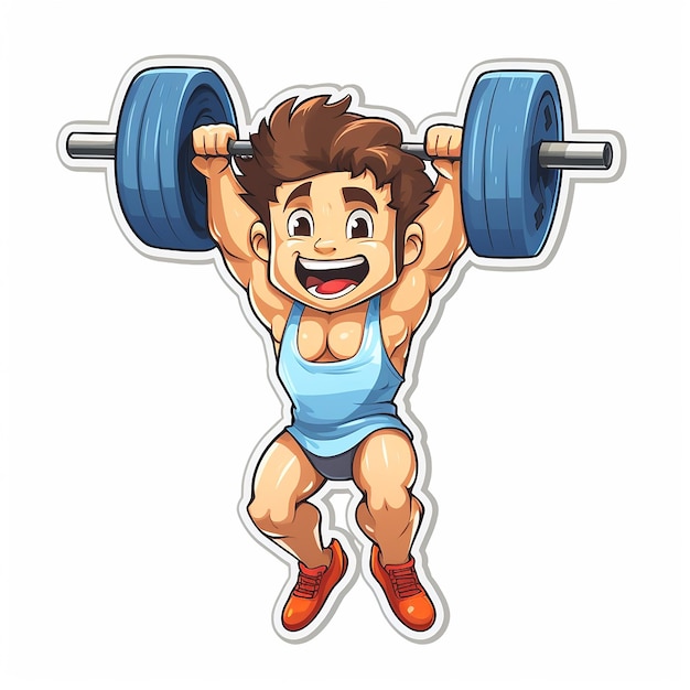 Leuke sport sticker van gewichtheffen powerlifting geïsoleerd op witte achtergrond