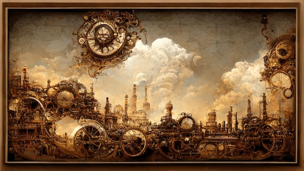 Leuke steampunk achtergrond met rand