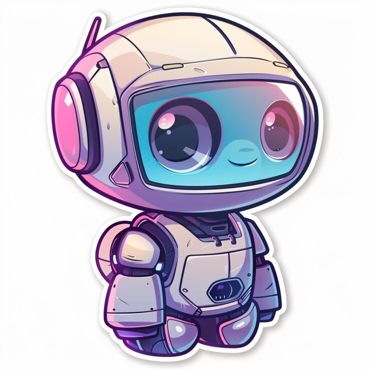 Foto leuke sticker van een kleine ai robot