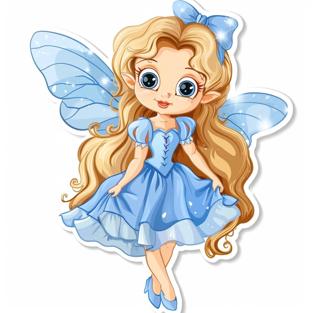 Leuke stickerontwerp van een kleine fee in een mooie outfit