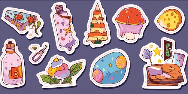 leuke stickers instellen jaren 90 illustratie