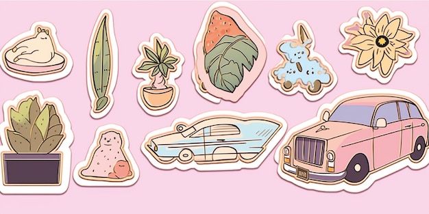 Leuke stickers instellen jaren 90 illustratie