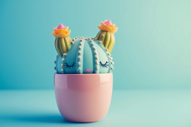 Leuke succulente kawaii met ogen in een roze pot Huisdecoratie