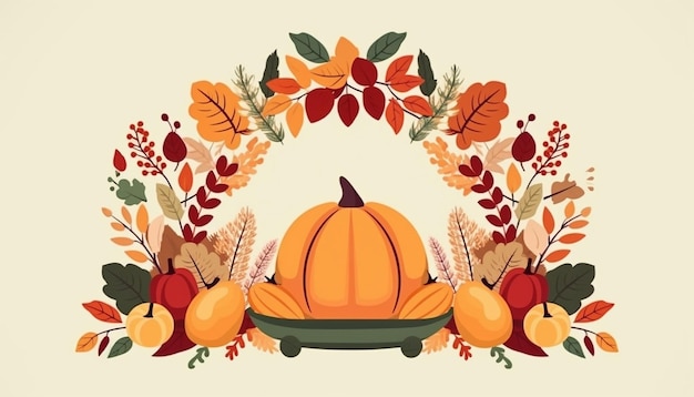 Leuke Thanksgiving frame kaart sjabloon minimalistische platte vector kleuren