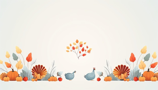 Leuke Thanksgiving frame kaart sjabloon minimalistische platte vector kleuren
