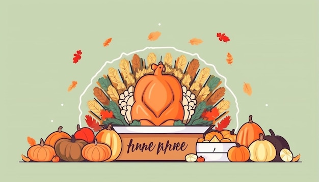 Foto leuke thanksgiving frame kaart sjabloon minimalistische platte vector kleuren