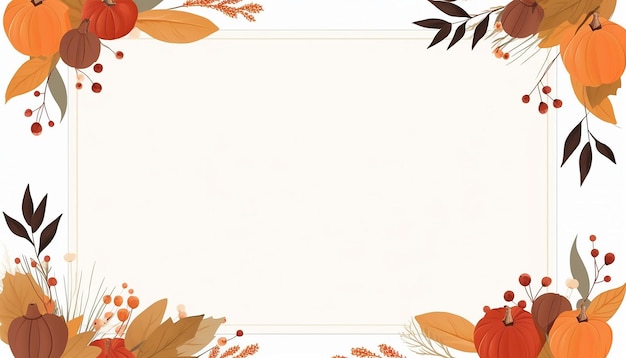 Foto leuke thanksgiving frame kaartsjabloon minimalistische platte vectorkleuren