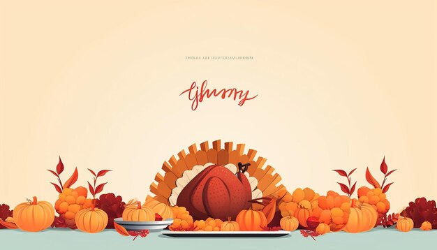 Foto leuke thanksgiving frame kaartsjabloon minimalistische platte vectorkleuren