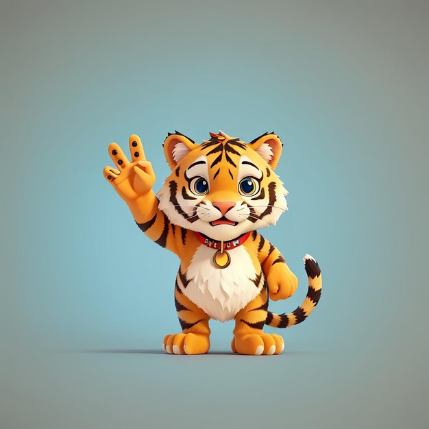 Leuke tijger met vrede hand cartoon vector icoon illustratie dier natuur icoon concept geïsoleerd