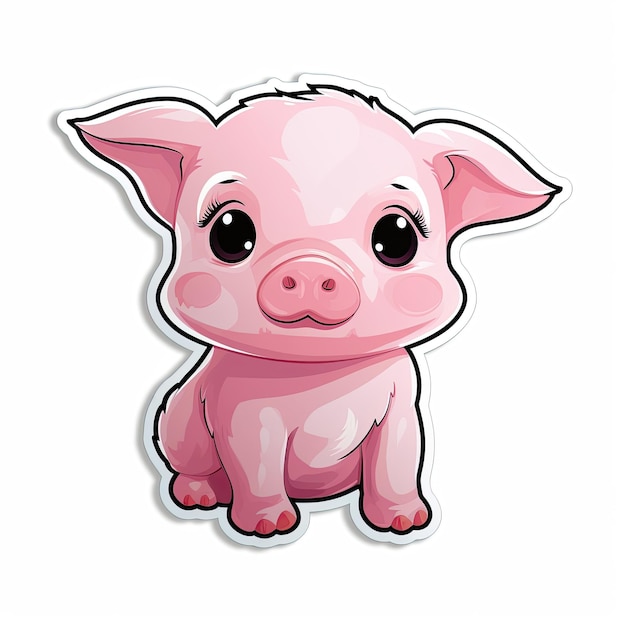 Leuke varkenscartoon sticker op witte achtergrond Vector illustratie voor uw ontwerp