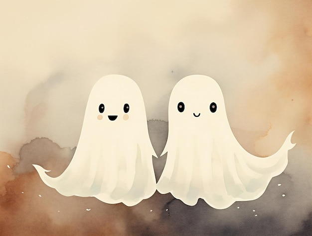 Leuke vector angstaanjagende geest grappige cartoon halloween herfst illustratie horror witte spookachtige personage