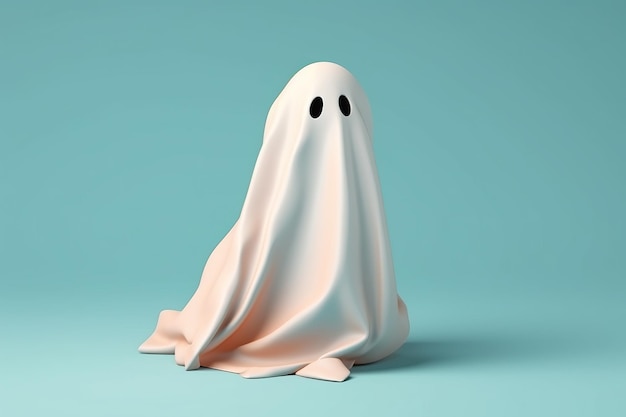 Leuke vriendelijke Ghost Happy Halloween-banner of feestuitnodiging Pastel Ai generatief