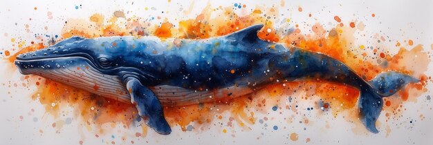 Leuke walvis waterverf schilderij