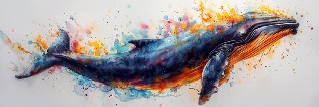 Leuke walvis waterverf schilderij