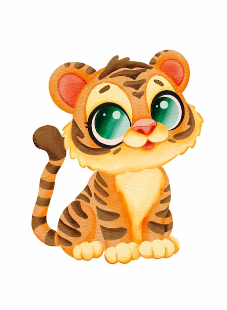 Leuke waterverf cartoon tijger illustratie