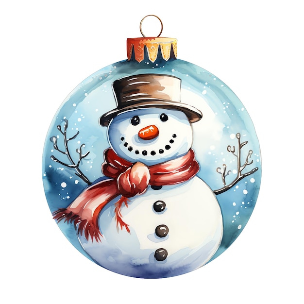 Leuke waterverf sneeuwbal met sneeuwpoppen in illustratie voor kerstmis