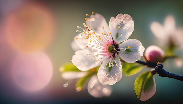 Leuke wazige bessentak met veel mooie bloemen Generatieve AI