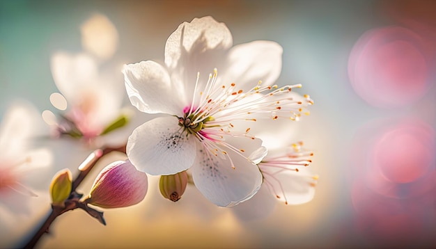 Leuke wazige bessentak met veel mooie bloemen Generatieve AI