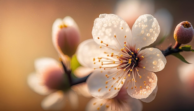 Leuke wazige bessentak met veel mooie bloemen Generatieve AI