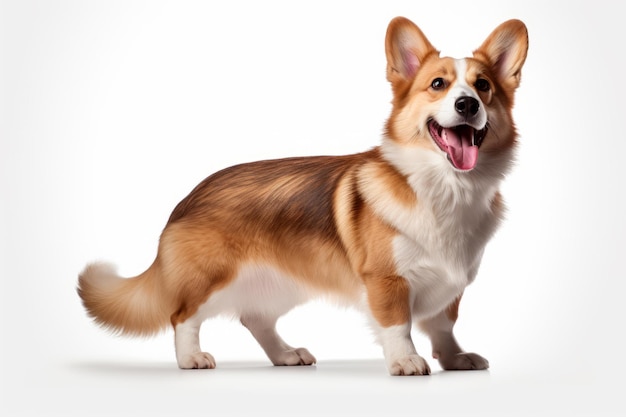 Leuke Welsh Corgi-hond geïsoleerd op witte achtergrond