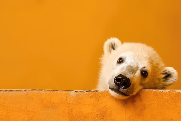 Leuke witte ijsbeer in de muur dier wild in de natuur gecreëerd met Generate Ai Technology