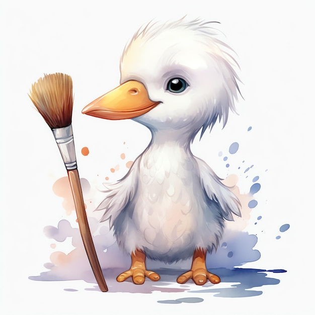 Leuke witte pelikaan vogel aquarel illustratie clipart