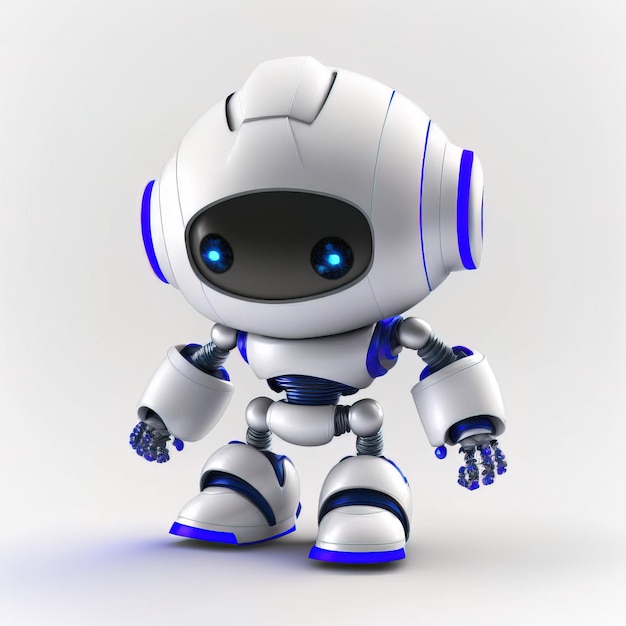 Leuke witte robotachtige tiener mini-eenheid robot speelgoed 3D-rendering