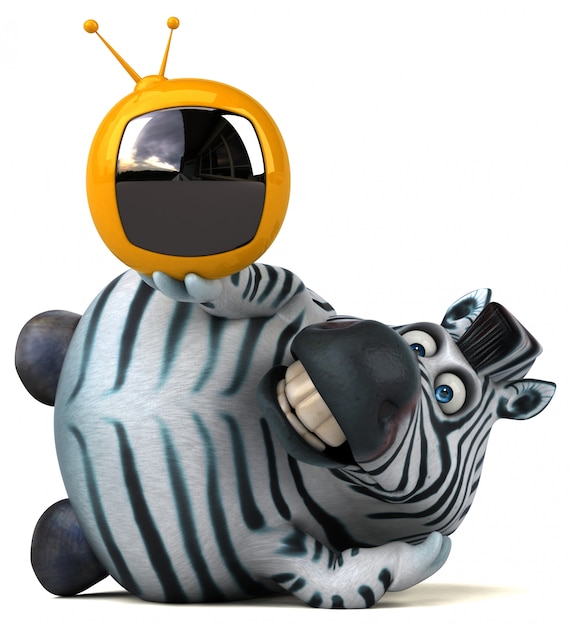 Leuke zebra met retro tv