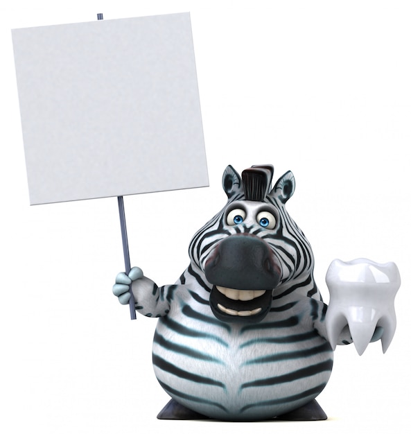 Leuke zebra met tand en leeg bord