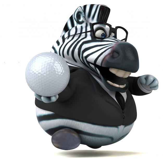 Leuke zebra met witte golfbal