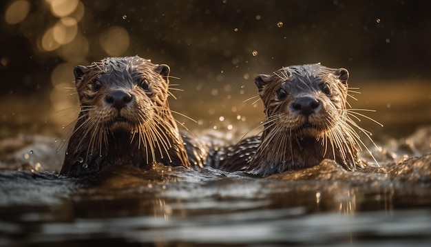 Leuke zeehond die camera onderwater bekijkt, speels gegenereerd door AI