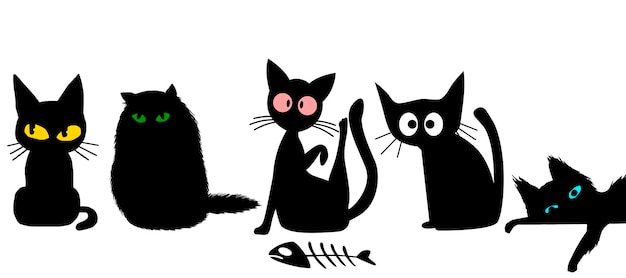 Leuke zwarte katten op een witte achtergrond close-up