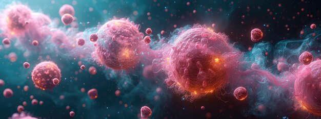 Leukocytes Visualized in Artistic Medical Illustration Style