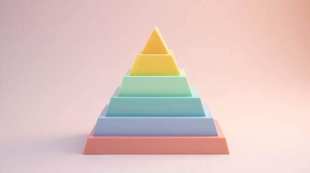 Photo levels of a pastelcolored pyramid isolated against a pastel backdrop generative ai