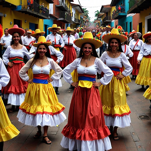 Foto levende colombiaanse cultuur een feest van kleuren en tradities