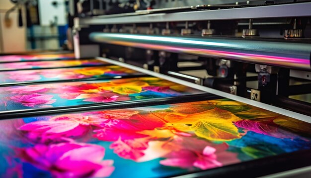 Foto levende kleuren van machines en apparatuur in een moderne fabriek gegenereerd door kunstmatige intelligentie