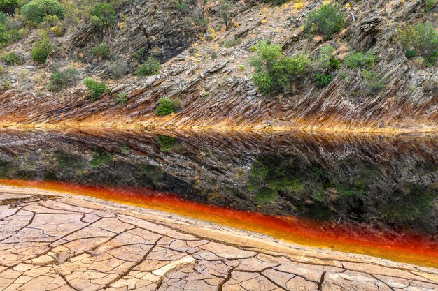 Levende lagen en gebarsten aarde bij Rio Tinto