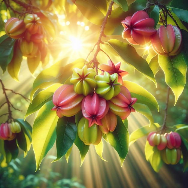 Levende ster appel fruit op de boom is beroemd in Thailand Select focus