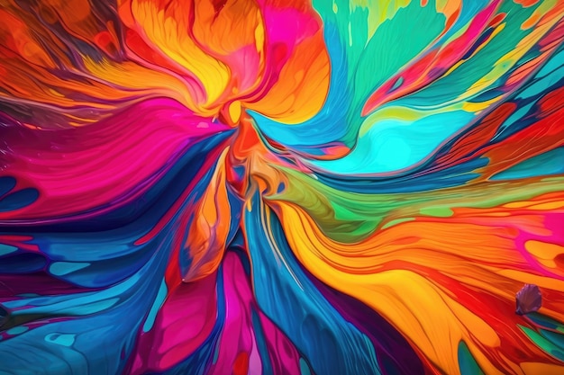 Levendig abstract schilderij met een veelheid aan kleuren en vormen Generatieve AI